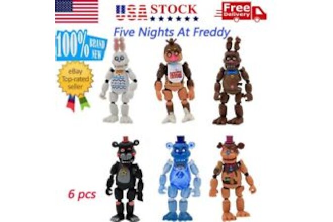 Five Nights At Freddy's FNAF Freddy w/Light PVC Action Figures 6pcs/Set Kid Gift