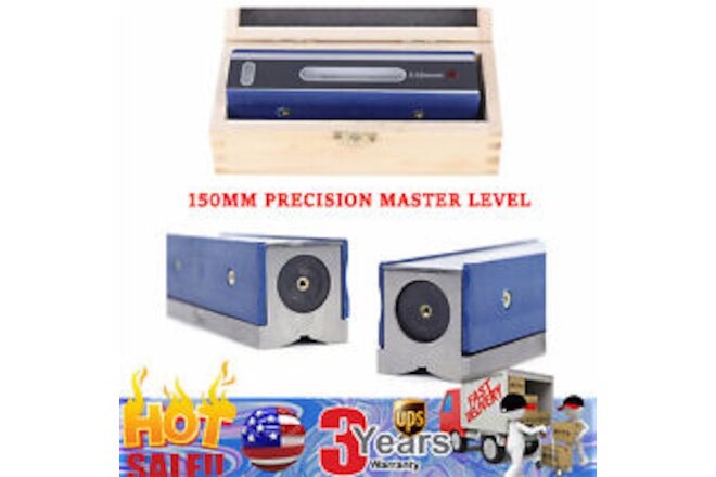 6" Master Precision Level in Fitted Wooden Box  0.0002''/10'' for Machinist Tool
