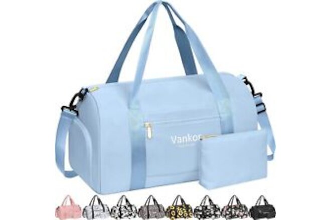Gym Bag for Women with Shoe Compartment Waterproof, Medium-17.50 Inch, Blue