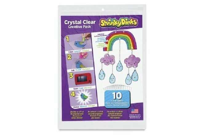 Shrinky Dinks Crystal Clear 10 Sheet Creative Pack -NEW!!