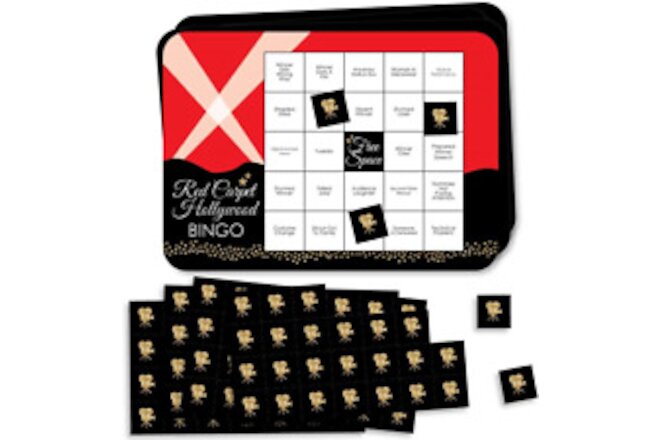 Big Dot of Happiness Red Carpet Hollywood - Award Show Bingo Cards and Markers -