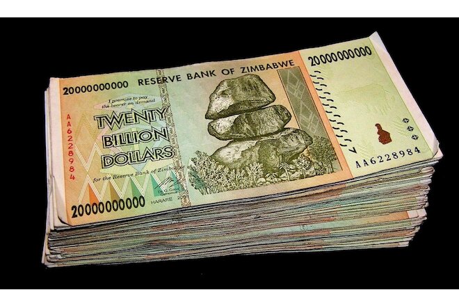 30 x Zimbabwe 20 Billion Dollar banknotes- paper money currency