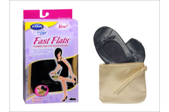 Dr Scholls FAST FLATS Foldable Ballet Flats & Gold Wristlet Bag NEW ALL SIZES
