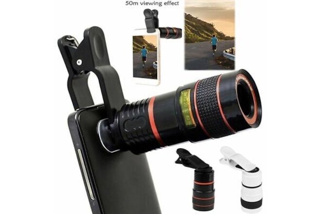 HD 8X Clip On Optical Zoom Telescope Camera Lens For Universal Mobile Phone