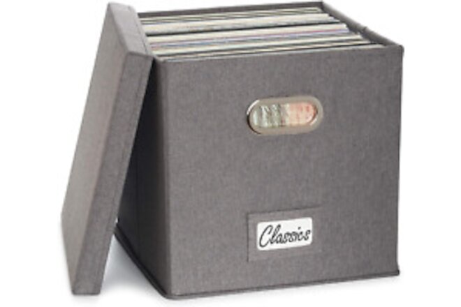 Decorative Vinyl Record Storage Box for 50+ Single Records - Sturdy and Easy to