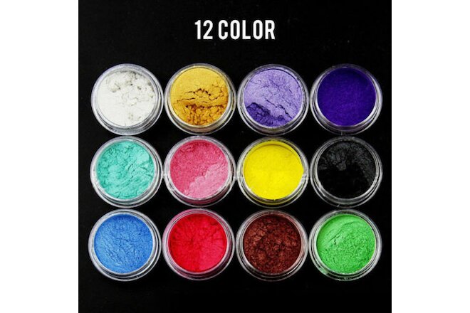 12Box Natural Mica Pigment Powder Fit Soap Cosmetics Resin Nail Colorant Dye HQ