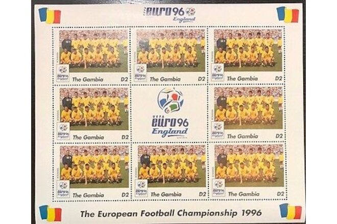 Gambia - Euro 96' England Football Championship Romania - Sheet of 8 Stamps MNH