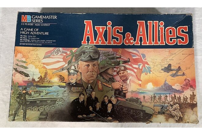 1984 Axis and Allies Game by Milton Bradley Unpunched Complete Open Box