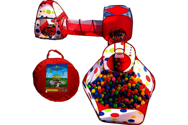 5-Piece Kids Play Tents Crawl Tunnels and Ball Pit Popup Bounce Playhouse Tent w