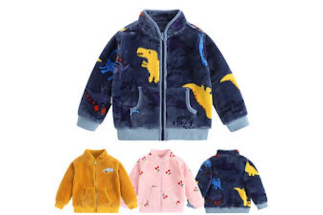 Winter Kids Polar Fleece Zip Jacket Size 6M-5T School Winter Warm Boys Girls
