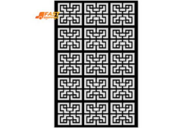 Chinese Maze 4 Ft. X 32 In. Black Vinyl Decorative Screen Panel