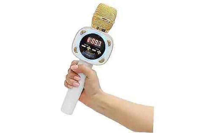 Carpool Karaoke Machine for Kids & Adults, Carpool 1 White & Gold Microphone