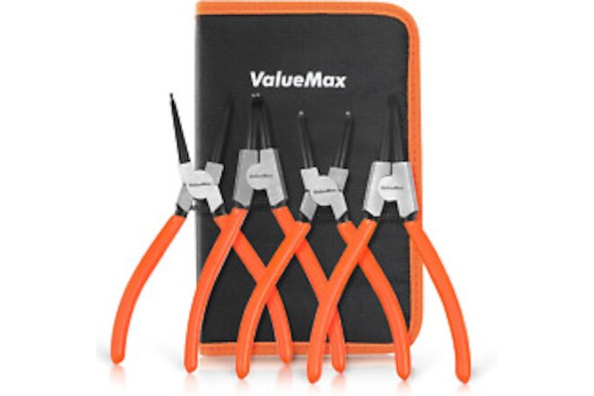 ValueMax 4 PCS Snap Ring Pliers Heavy Duty Set, Circlip Pliers Kit with Straight
