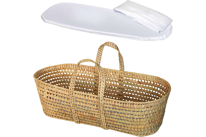 Baby Wicker Moses Basket, Natural Look Baby Basket - Baby Carrier with Mattre...