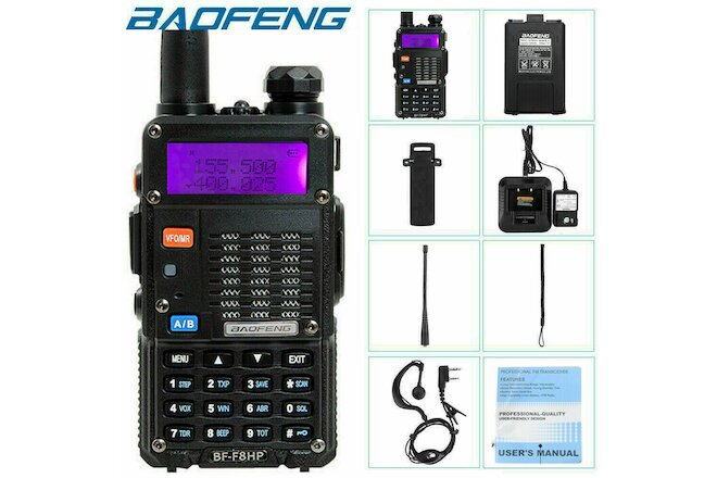 BaoFeng BF-F8HP 8W TRI-POWER Two Way Ham Radio Walkie Talkie w/ Accessories US