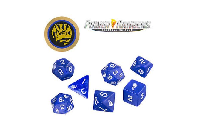 Renegade Games RPG Power Rangers RPG - Blue Poly Set w/Coin (7) New