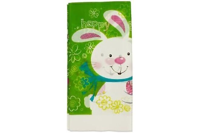 Hoppy Bunny Easter Rabbit White Cute Holiday Party Decoration Plastic Tablecover