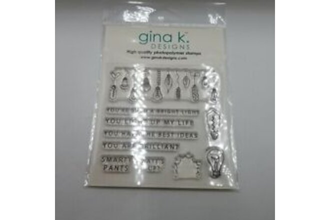 Gina K. Designs "WATT'S UP" Photopolymer Clear MINI Stamp Set 4" x 4" NEW