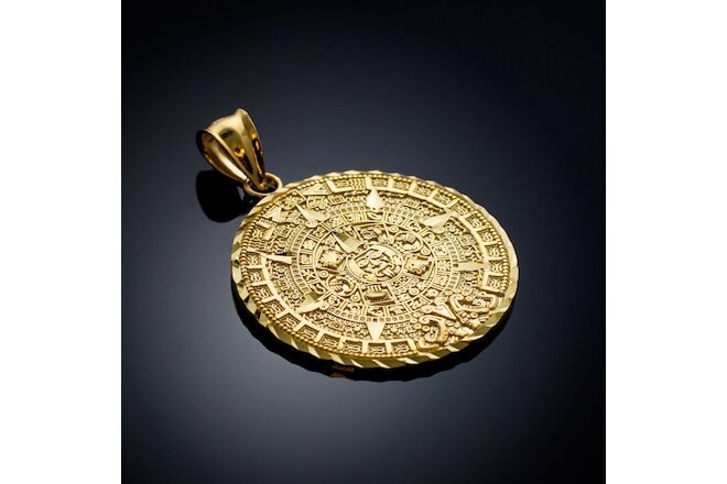 Gold Aztec Mayan Mexico Sun Calendar Pendant 3 sizes: Small, Medium, Large