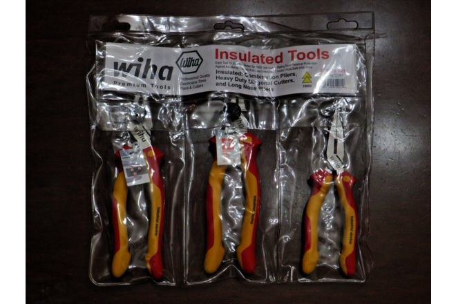 Wiha 32981 Insulated 3 Piece Industrial Electrician's Pliers / Cutters Set