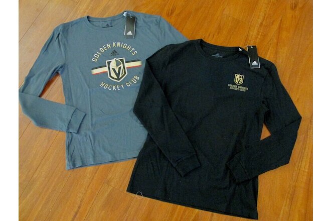 2 NHL Sample ADIDAS L/S Vegas Golden Knights Hockey T Shirts sz S NEW