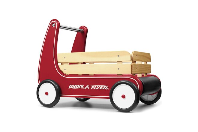 Classic Walker Wagon, Wood Push Walker, Red