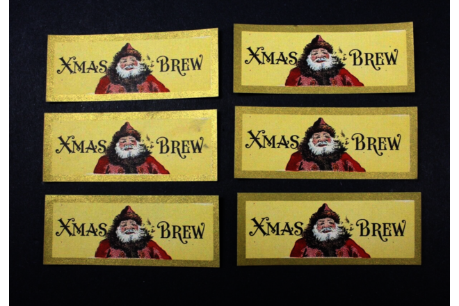 Lot of  6 NOS Santa Xmas Brew labels.