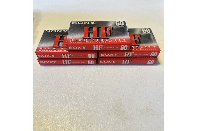 Sony HF High Fidelity Audio Cassette 60 Minute Normal Bias Blank Tapes, Lot of 5