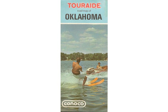1972 CONOCO Road Map OKLAHOMA Route 66 Tulsa Muskogee Ardmore Enid Ponca City