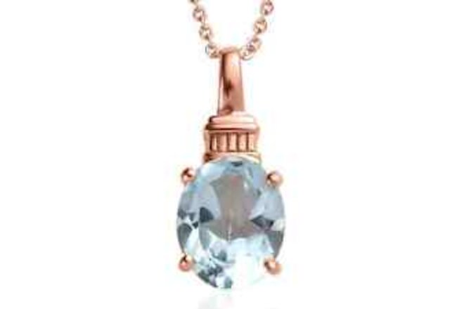 925 Sterling Silver Natural Skyblue Topaz Pendant Necklace Gift Size 20" Ct 2.9