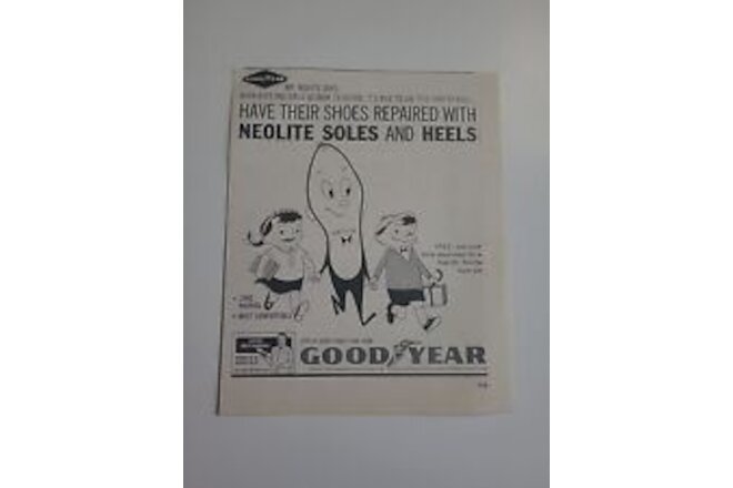 Good Year Neolite Shoe Soles And Heels Vintage Print Ad 1960 5x6 Vintage