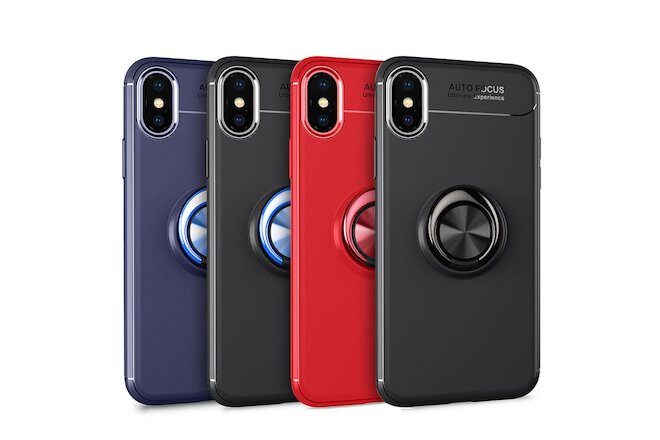 For iPhone X XR XS Max/11 Pro Max/7 8 Plus Metal Magnetic Ring Holder Stand Case