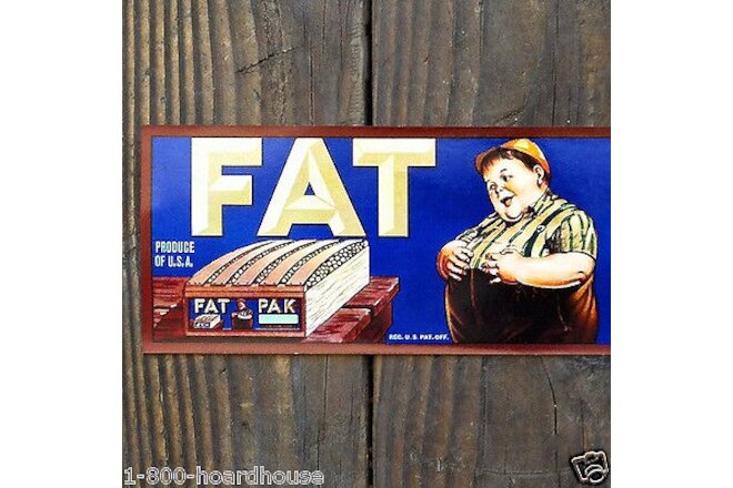 Vintage Original FAT PAK FRUIT VEGETABLE CRATE Box Label Fatty Arbunkle themed