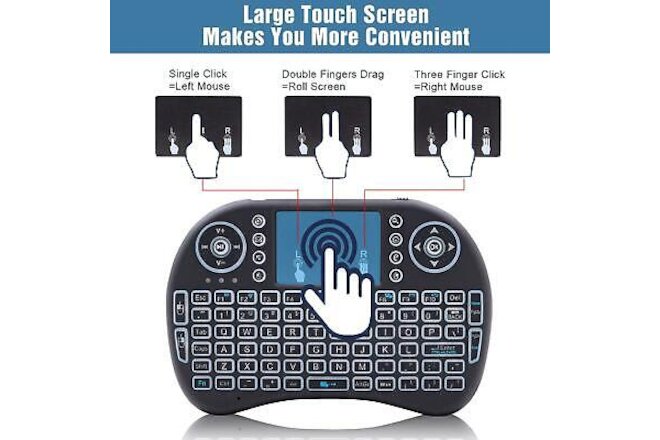 i8 2.4Ghz Mini Wireless Keyboard Backlit Controls Touchpad for Android TV PC