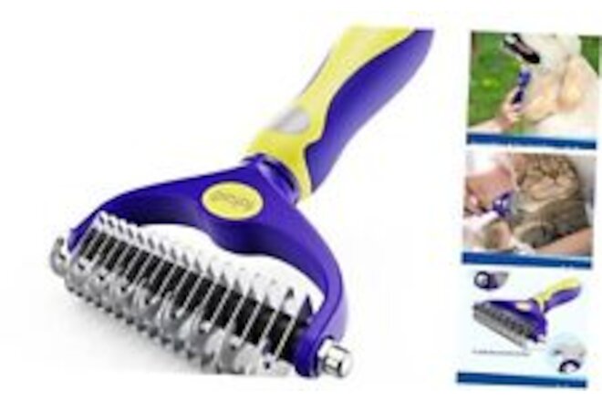 Pets Undercoat Rake for Dogs - Grooming Rake with Double-sided Design - Dog