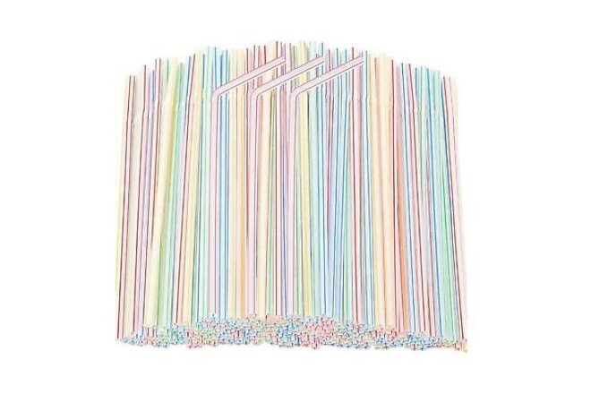 200 Pcs Plastic Straws Disposable -Straws Drinking Plastic -Bendy Straws -Fle...