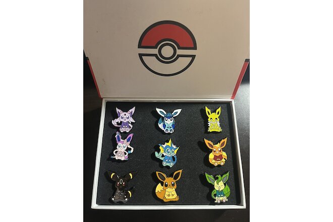 Pokemon Eevee and Evee Family Eeveelution Metal Pins set of 9, Cute, Gifts.