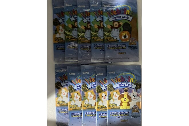 Webkinz Trading Cards Series 1 - LOT OF 10 PACKS -  New Factory Sealed- Stocking