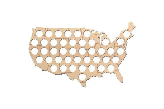 Beer Cap Map with States Boardes - 17x10 inches - 43 caps - Beer Cap Holder -...