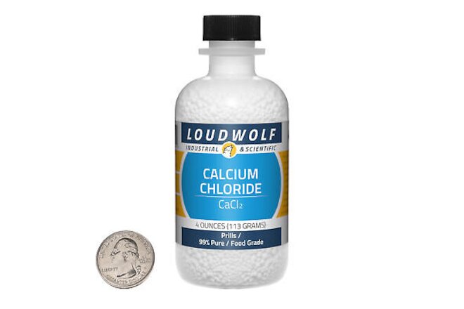 Calcium Chloride / 4 Ounce Bottle / 99% Pure Food Grade / Prills / USA