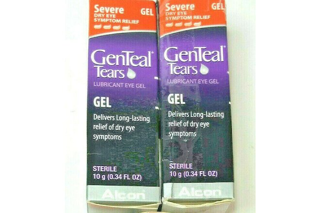 2x Alcon Genteal Tears Severe Gel Dry Eye Lubricant 10g .34 oz Each EXP 8/21