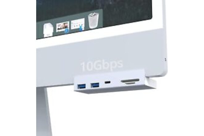 5-in-1 10Gbps USB C Clamp Hub for 2021/2023 M1/M3 24" iMac USB-A/SD Card Reader