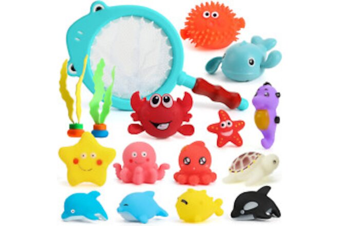 Juguetes flotantes de animales para bebés, juguetes de piscina, red de pesca