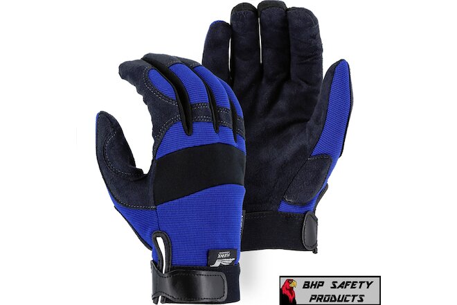 Mechanics Work Gloves Synthetic Leather Amorskin, Majestic Glove 2137BL (SM-2XL)