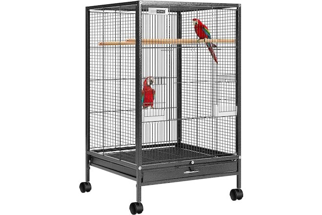 30 Inch Height Wrought Iron Bird Cage with Rolling Stand for Parrots Lovebird