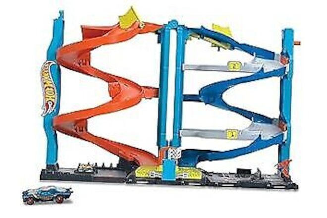 Toy Car Track Set City Transforming Race Tower, Single to Dual-Mode Modern