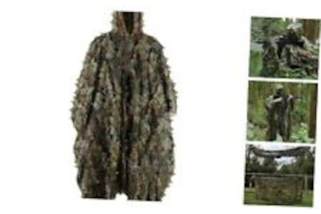 Outdoor Ghillie Suit 3d Leafy Camo Poncho for Men One Size 3d Jungle Camo