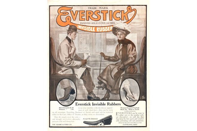 Everstick Invisible Rubbers -  For Men and Women's Shoes  -  1908 Original Ad