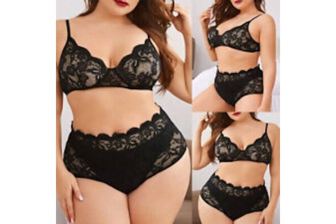 Plus Size Sexy Lace Lingeries Push Up Bra Panties Underwears Outfits Sleepwear