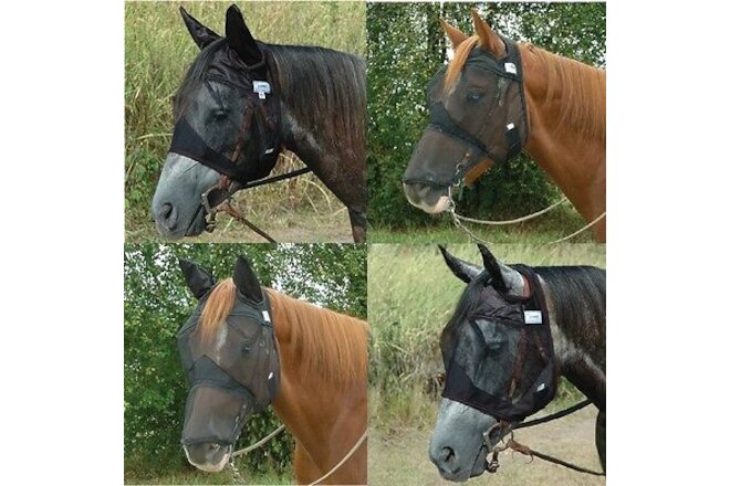 Quiet Ride Horse Fly Mask Standard Ears Nose Trail Riding ALL STYLES and SIZES